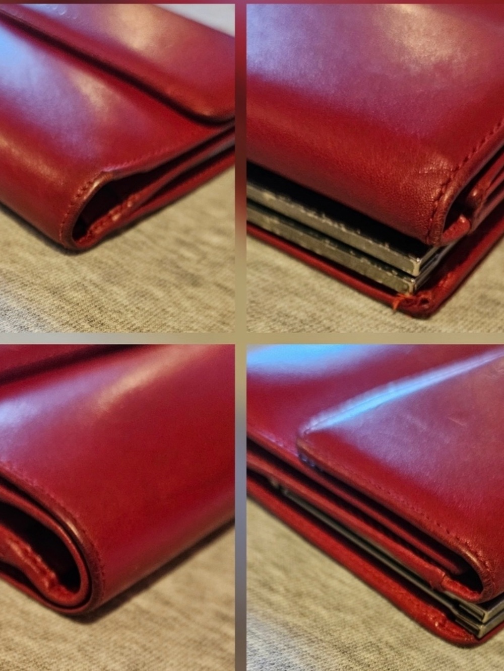 Coach vintage leather wallet in a deep cherry or bordeaux red - Picture 3 of 9